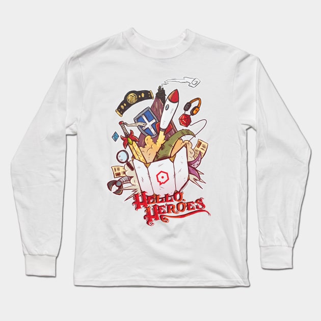 Hello Heroes! Long Sleeve T-Shirt by One Shot Podcast